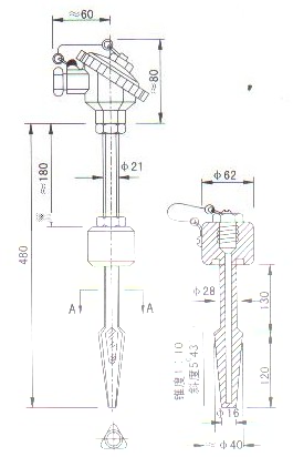 熱(rè)套式熱(rè)電(diàn)偶（熱(rè)電(diàn)阻）産品結構圖
