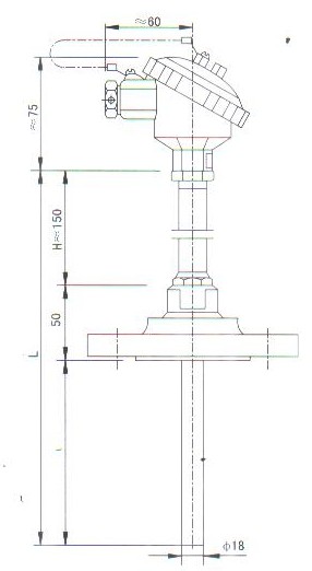 法蘭連接熱(rè)套熱(rè)電(diàn)偶（熱(rè)電(diàn)阻）産品結構圖